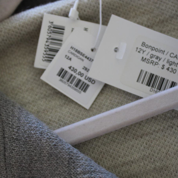 NWT Bonpoint Boys Gray Wool Cardigan Bomber Jacket Snap Front 12 - Picture 5 of 8